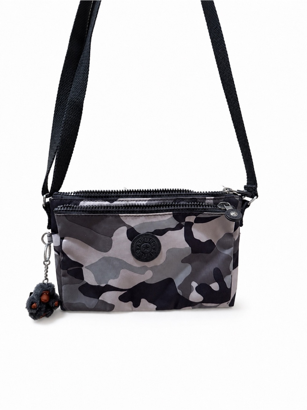 Kipling Camouflage Crossbody Belt Bag - Black, Gray